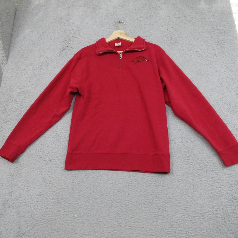 Arkansas Razorbacks Sweater Mens Small Red NCAA College‎ Football Quarter Zip